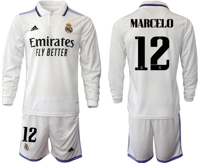 Men 2022-2023 Club Real Madrid home long sleeve white #12 Soccer Jersey->youth soccer jersey->Youth Jersey